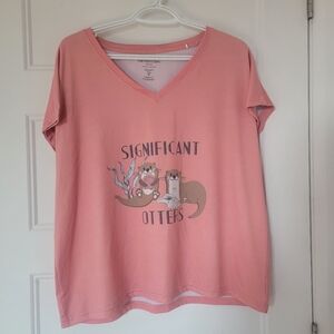 Pink Woman Shirt with Otter Print
